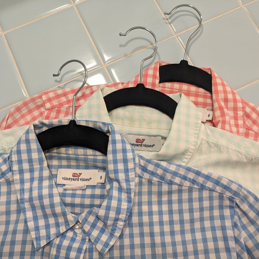 SOLD: Vineyard Vines Gingham Shirts - Blue, Pink, Mint